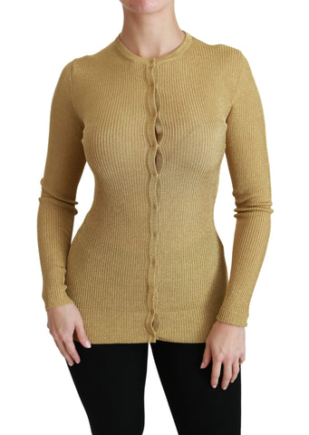 Gold Long Sleeve Cardigan Viscose Sweater Dolce & Gabbana