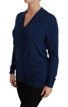 Blue Button Cardigan Virgin Wool Sweater Dolce & Gabbana