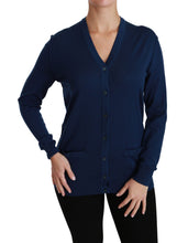 Blue Button Cardigan Virgin Wool Sweater Dolce & Gabbana