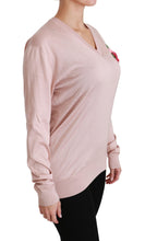 Pink Floral Embellished Pullover Silk Sweater Dolce & Gabbana