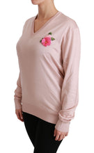 Pink Floral Embellished Pullover Silk Sweater Dolce & Gabbana