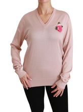 Pink Floral Embellished Pullover Silk Sweater Dolce & Gabbana
