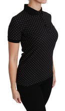 Black Dotted Collared Polo Shirt Cotton Top Dolce & Gabbana