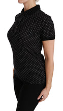 Black Dotted Collared Polo Shirt Cotton Top Dolce & Gabbana