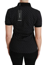 Black Dotted Collared Polo Shirt Cotton Top Dolce & Gabbana