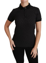 Black Dotted Collared Polo Shirt Cotton Top Dolce & Gabbana