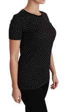 Black Dotted Crewneck Cotton Top T-shirt Dolce & Gabbana
