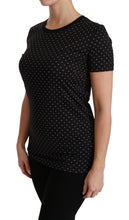 Black Dotted Crewneck Cotton Top T-shirt Dolce & Gabbana