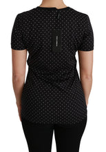 Black Dotted Crewneck Cotton Top T-shirt Dolce & Gabbana