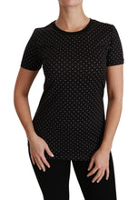 Black Dotted Crewneck Cotton Top T-shirt Dolce & Gabbana