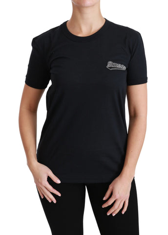 Blue Amore Patch Crewneck Cotton Top T-shirt Dolce & Gabbana
