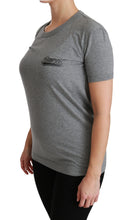 Gray Crewneck Amore Patch Cotton Top T-shirt Dolce & Gabbana