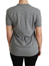 Gray Crewneck Amore Patch Cotton Top T-shirt Dolce & Gabbana