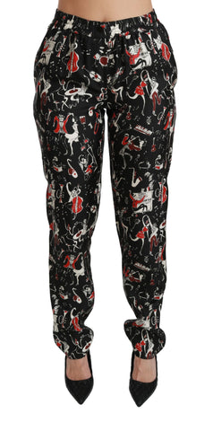 Black Silk Instrument Mid Waist Pants Dolce & Gabbana