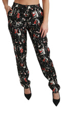 Black Silk Instrument Mid Waist Pants Dolce & Gabbana