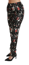 Black Silk Instrument Mid Waist Pants Dolce & Gabbana