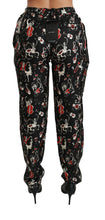 Black Silk Instrument Mid Waist Pants Dolce & Gabbana