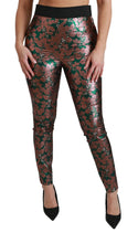 Green Bronze Leaf Tights Skinny Pants Dolce & Gabbana