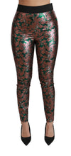 Green Bronze Leaf Tights Skinny Pants Dolce & Gabbana