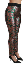 Green Bronze Leaf Tights Skinny Pants Dolce & Gabbana