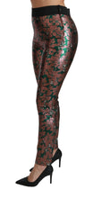 Green Bronze Leaf Tights Skinny Pants Dolce & Gabbana