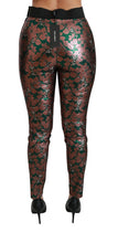 Green Bronze Leaf Tights Skinny Pants Dolce & Gabbana