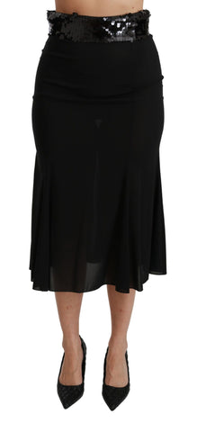 Black High Waist Mermaid Midi Silk Skirt Dolce & Gabbana
