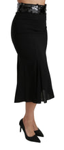 Black High Waist Mermaid Midi Silk Skirt Dolce & Gabbana