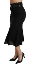 Black High Waist Mermaid Midi Silk Skirt Dolce & Gabbana