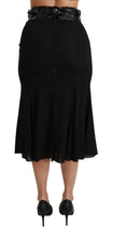 Black High Waist Mermaid Midi Silk Skirt Dolce & Gabbana