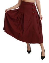 Red High Waist Pleated Maxi Wool Skirt Dolce & Gabbana