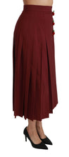 Red High Waist Pleated Maxi Wool Skirt Dolce & Gabbana