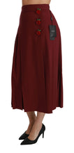 Red High Waist Pleated Maxi Wool Skirt Dolce & Gabbana