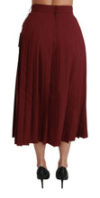 Red High Waist Pleated Maxi Wool Skirt Dolce & Gabbana