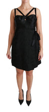 Black Stretch Satin Jacquard Mini Dress Dolce & Gabbana