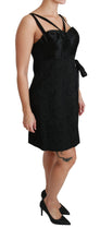 Black Stretch Satin Jacquard Mini Dress Dolce & Gabbana