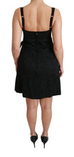Black Stretch Satin Jacquard Mini Dress Dolce & Gabbana