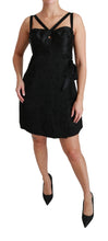 Black Stretch Satin Jacquard Mini Dress Dolce & Gabbana