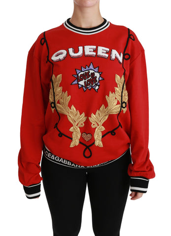 Red Queen Sequined Love Pullover Sweater Dolce & Gabbana