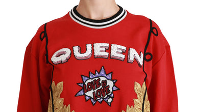 Red Queen Sequined Love Pullover Sweater Dolce & Gabbana