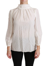 White Turtle Neck Blouse Shirt Silk Top Dolce & Gabbana