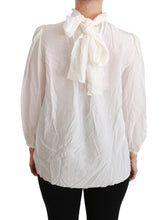 White Turtle Neck Blouse Shirt Silk Top Dolce & Gabbana