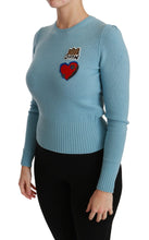 Blue Wool Queen Heart Pullover Sweater Dolce & Gabbana
