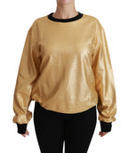 Gold Cotton Crewneck Pullover Sweater Dolce & Gabbana