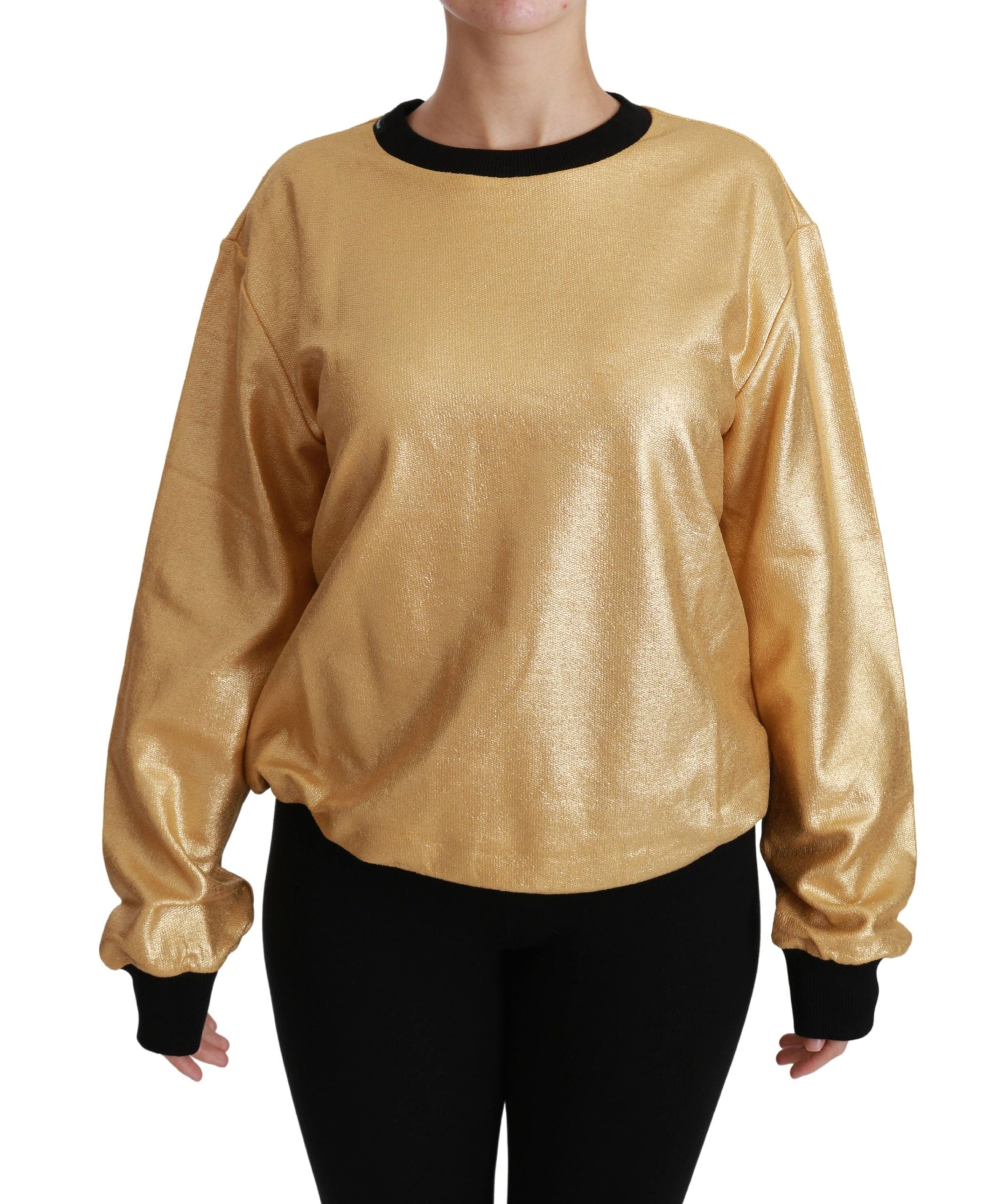 Gold Cotton Crewneck Pullover Sweater Dolce & Gabbana
