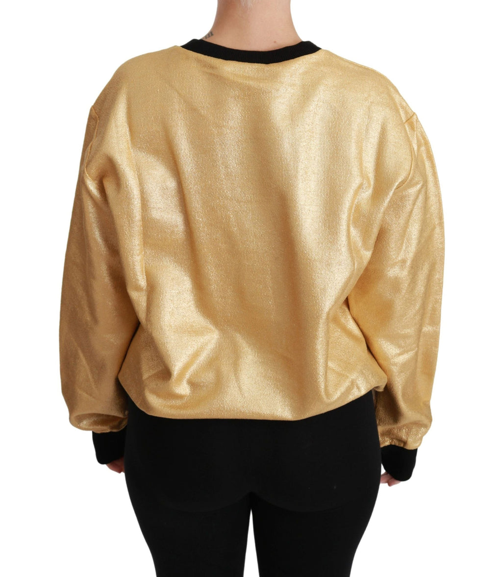 Gold Cotton Crewneck Pullover Sweater Dolce & Gabbana