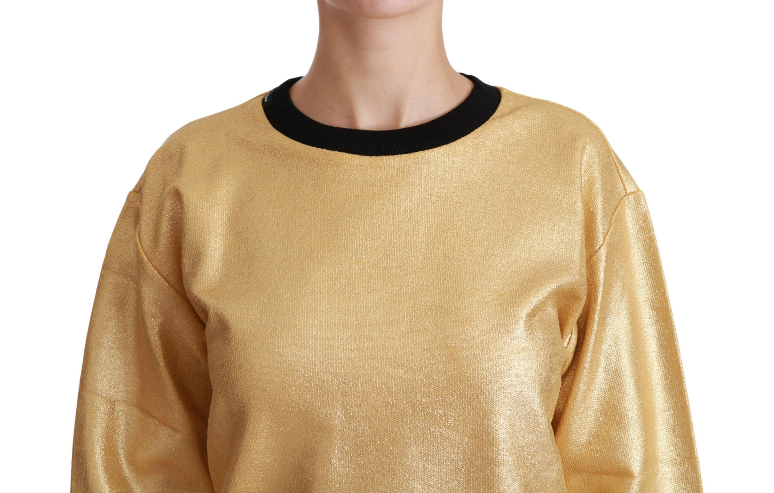 Gold Cotton Crewneck Pullover Sweater Dolce & Gabbana