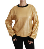 Gold Cotton Crewneck Pullover Sweater Dolce & Gabbana