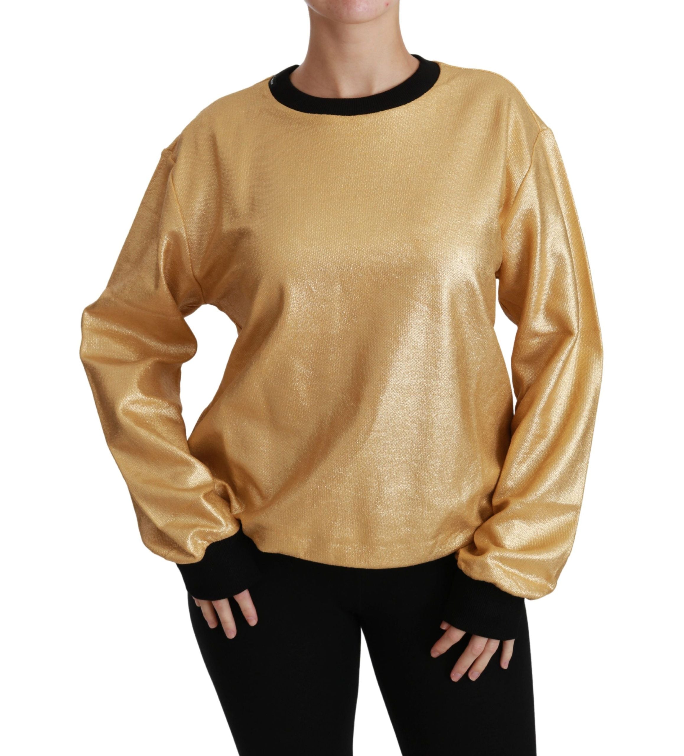 Gold Cotton Crewneck Pullover Sweater Dolce & Gabbana