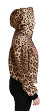 Brown Hooded Studded Ayers Leopard Sweater Dolce & Gabbana